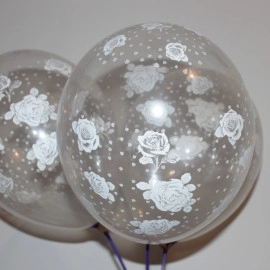 12 кристал 00 прозорий з мал. "ТРОЯНДИ з бутонам" Білі (100шт/уп)