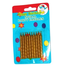 Свічки металізовані золото, 10 шт.