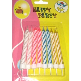 Свічіки декоративні з посипкою (з зірками) 8 шт.