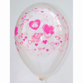 12 кристал 00 прозорий з мал. "ДЗВІНОЧКИ, СЕРДЕЧКИ рожеві" (100шт/уп)