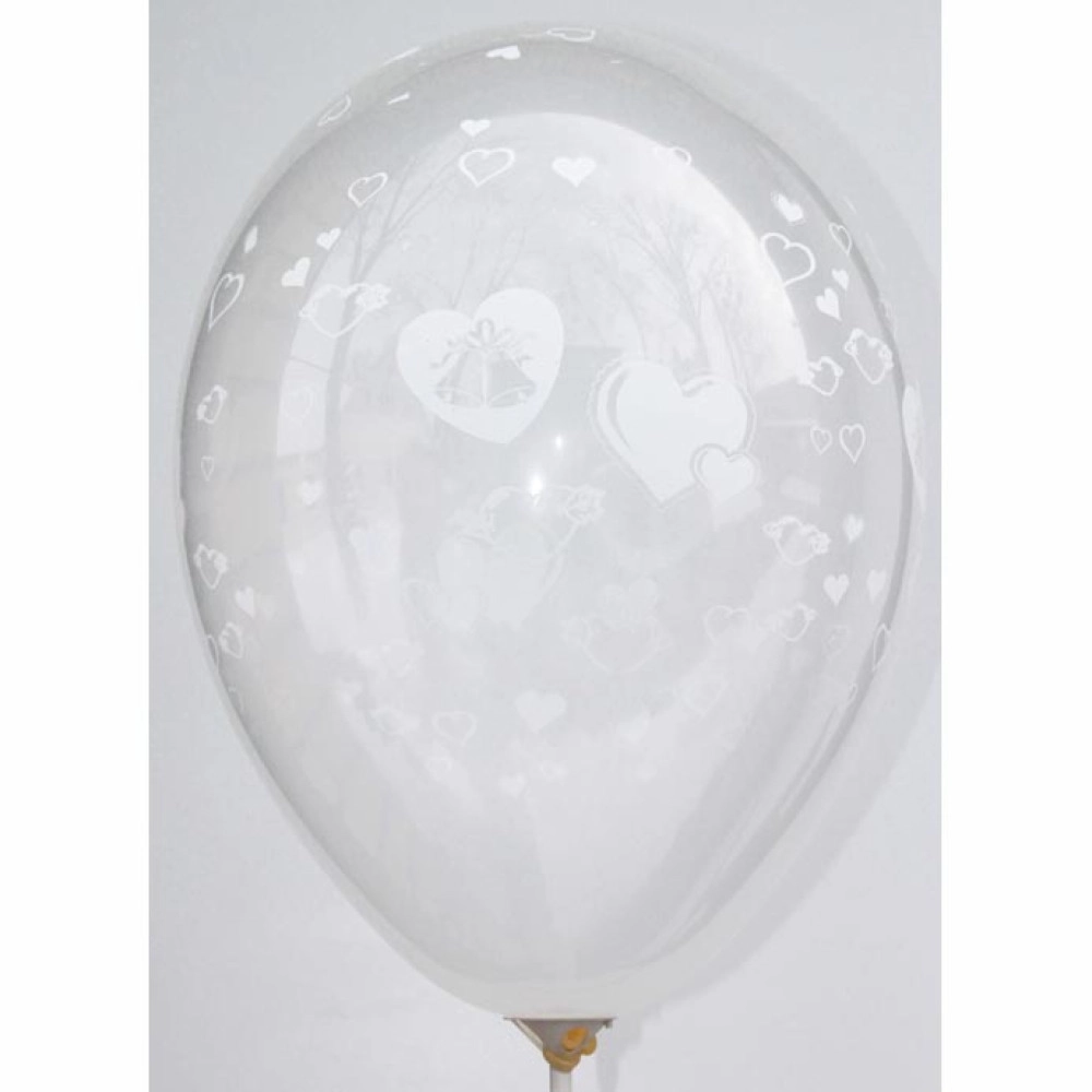 12 кристал 00 прозорий з мал. "ДЗВІНОЧКИ, СЕРДЕЧКИ білі" (100шт/уп)