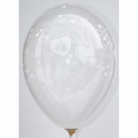 12 кристал 00 прозорий з мал. "ДЗВІНОЧКИ, СЕРДЕЧКИ білі" (100шт/уп)