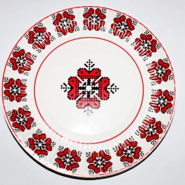 Тарілка паперова "Вишиванка Україна" 1шт (упак-50шт)