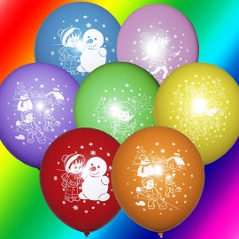 КИТАЙ 12" пастель ас з мал. "Зимові розваги" (100шт/уп)