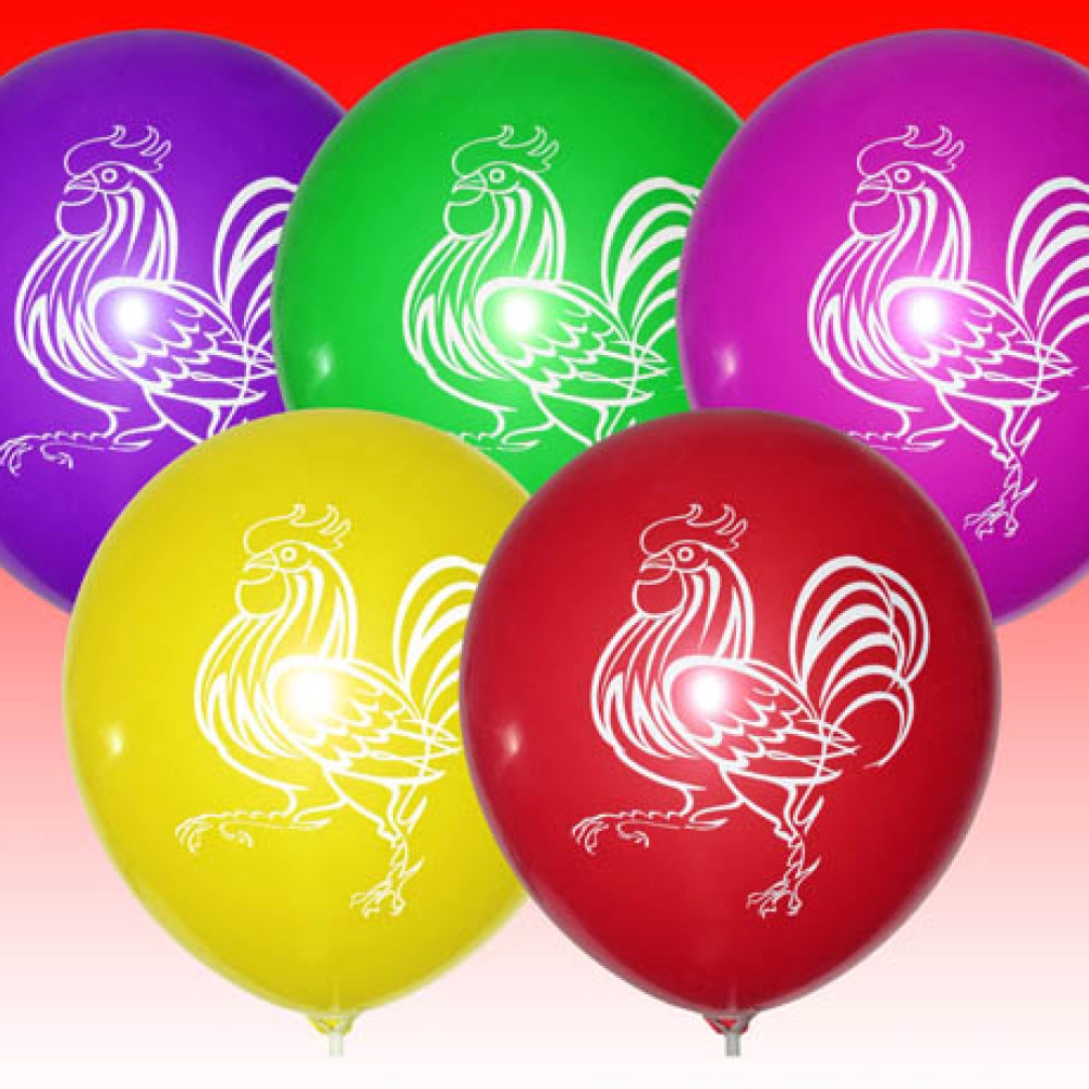 КИТАЙ 12" пастель ас з мал. "Півень" (100шт/уп) РОЗПРОДАЖ