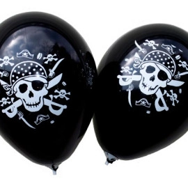 КИТАЙ 12" пастель Чорний з мал. "Пірат" (100шт/уп)