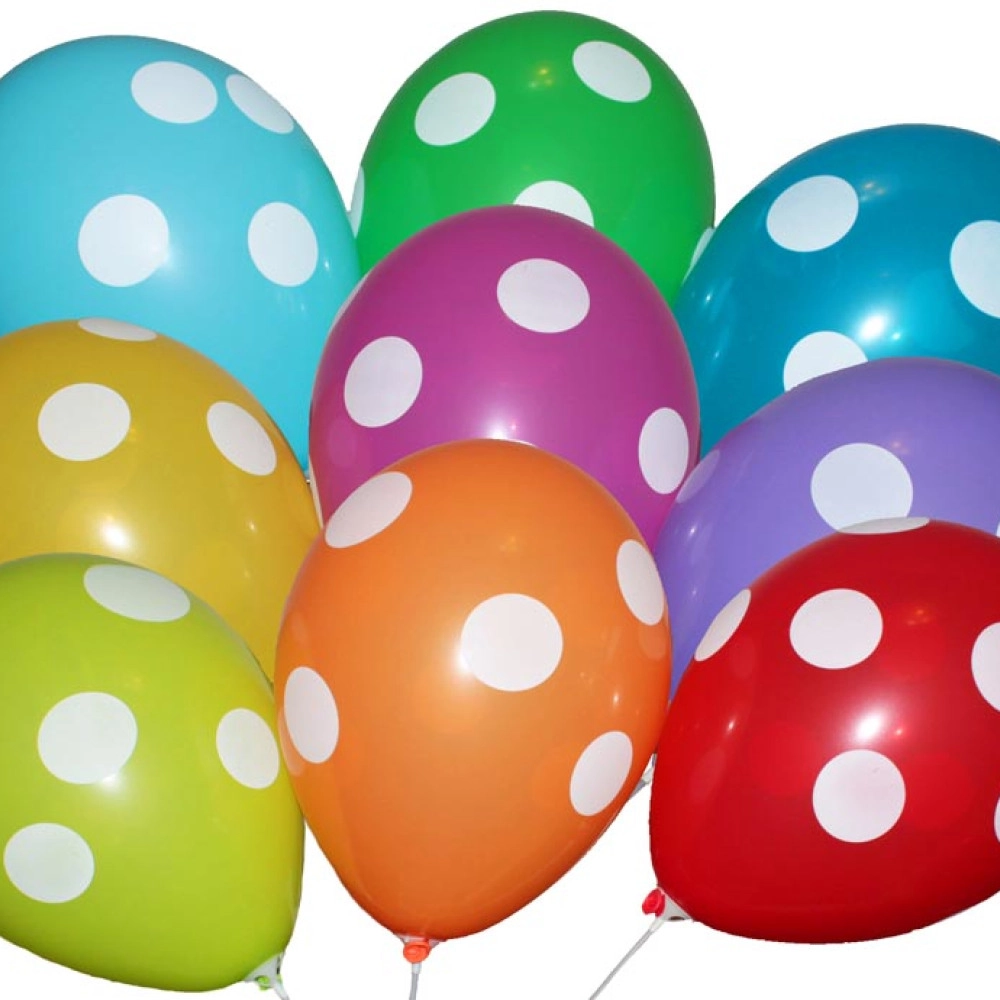 КИТАЙ 12" пастель ас з мал. "Полька" (біле нанесення) (100шт/уп)