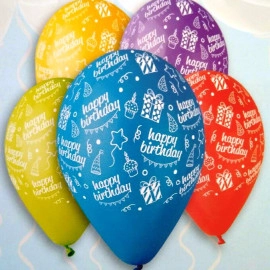 12 пастель ас. з мал.GS 110/12" "HAPPY BIRTHDAY"з Подарунком  шовкографія (Італія) (100шт/уп) #492