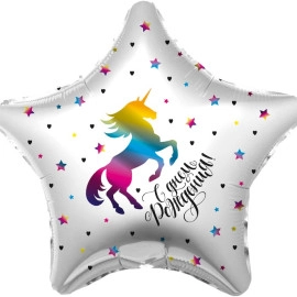757789 19* зірка з малюнком Радужный единорог Agura