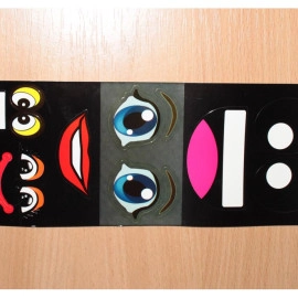 Наклейки "Глазики и ротики" Лист 9х24см  (4 типа по 1 шт каждого)