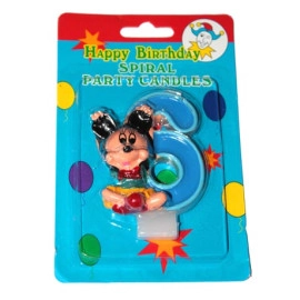 Свічка декоративна цифра + фігурка, "6" 1 шт.