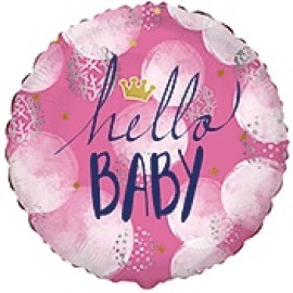 401613 круг 18* з малюнком Hello Baby дівчинка