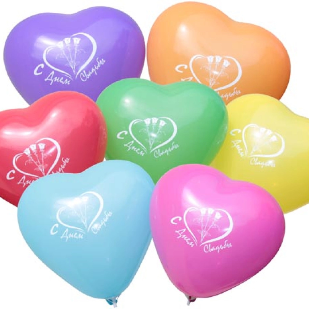 Серце 11 пастель ас. з мал. "СВАДЬБА" (100шт/уп)