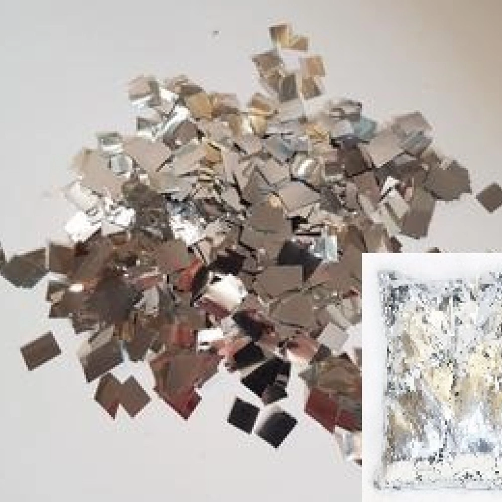 Конфетті КВАДРАТНІ срібло (1уп.=100 гр.)