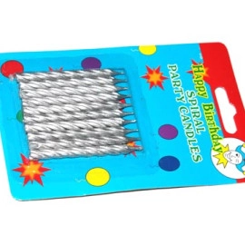 Свічки металізовані срібло, 10 шт.