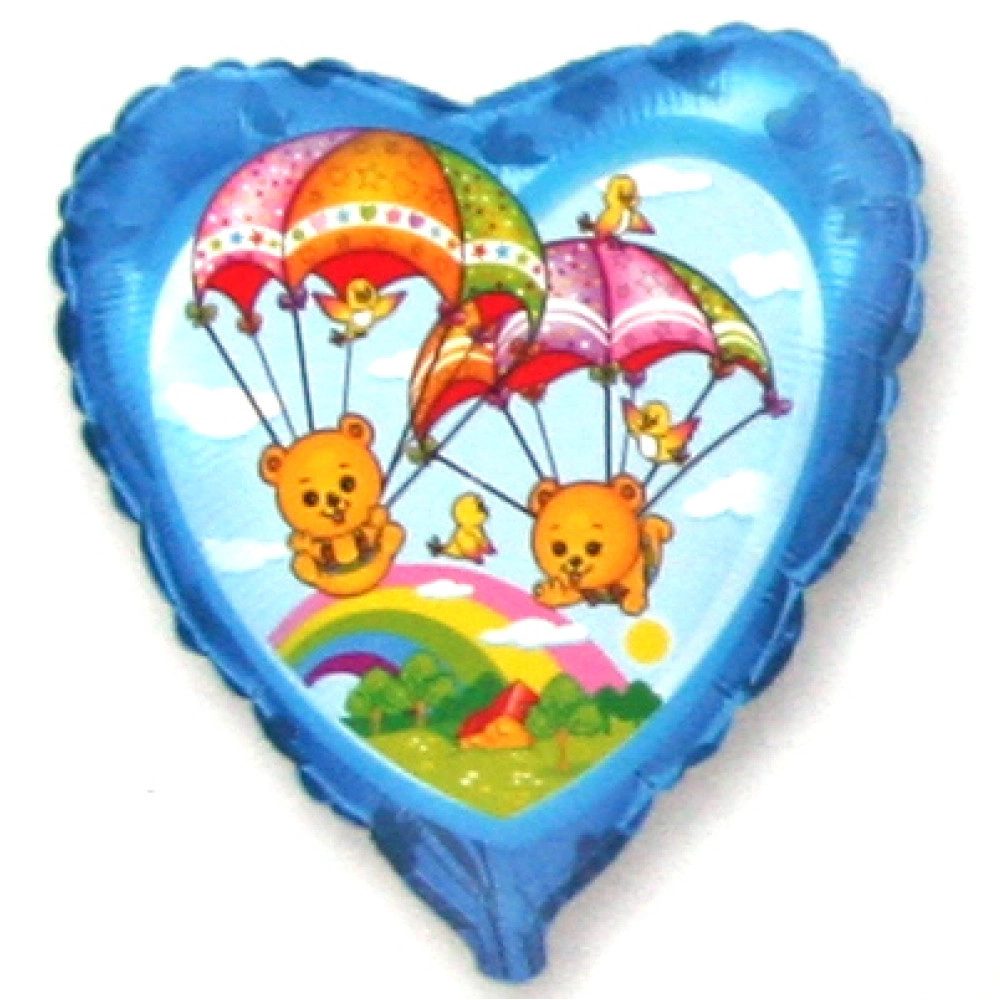 201569 Серце 18" Ведмежата на парашутах