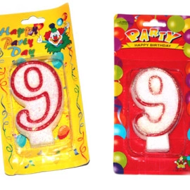 Свічка декоративна (цифра 9), 1 шт