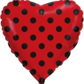 201709 Серце червоне 18" (фольга)  з мал. ПОЛЬКА