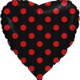 201709 Серце чорне 18" (фольга)  з мал. ПОЛЬКА