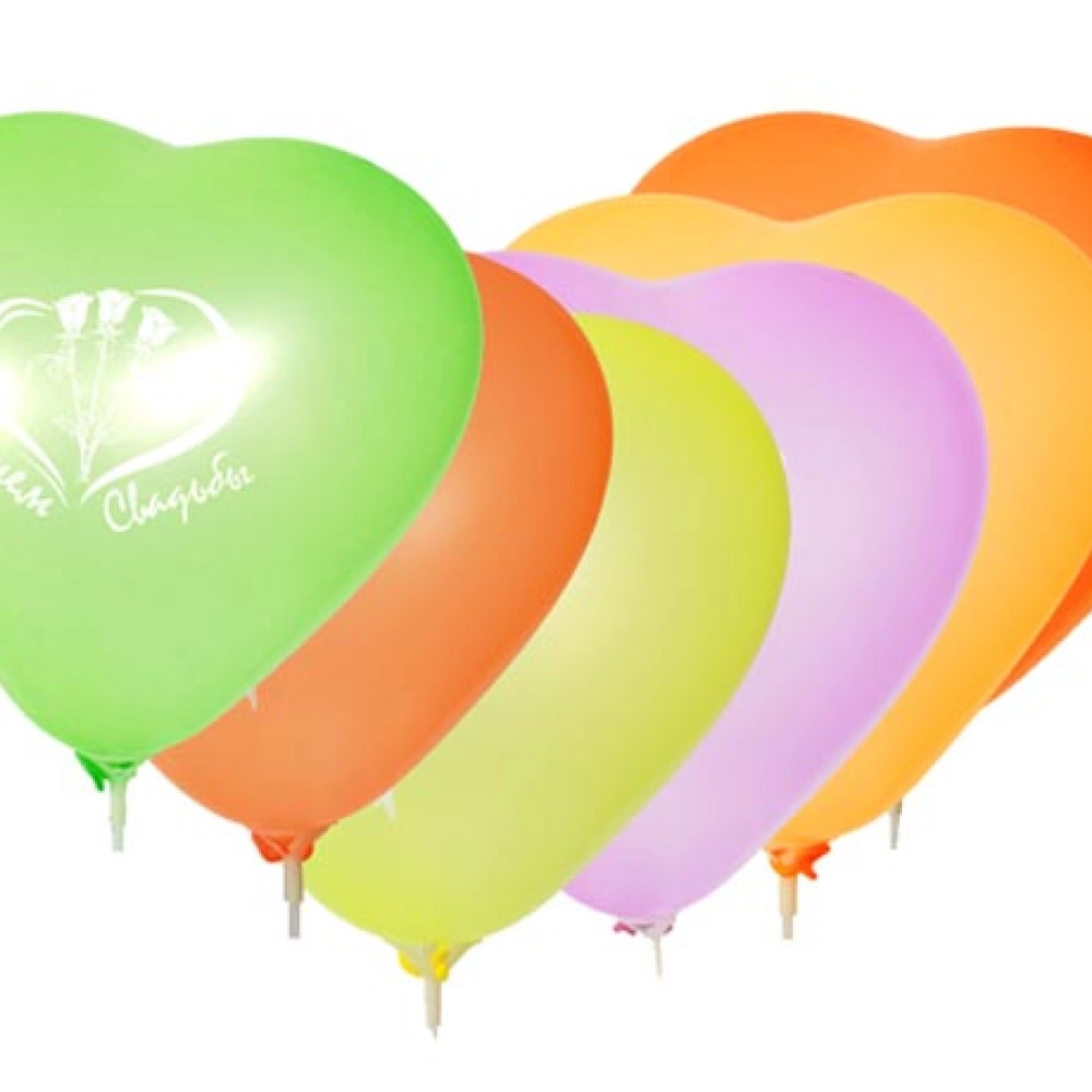 Серце 11 неон ас. з мал. "СВАДЬБА" (100шт/уп)