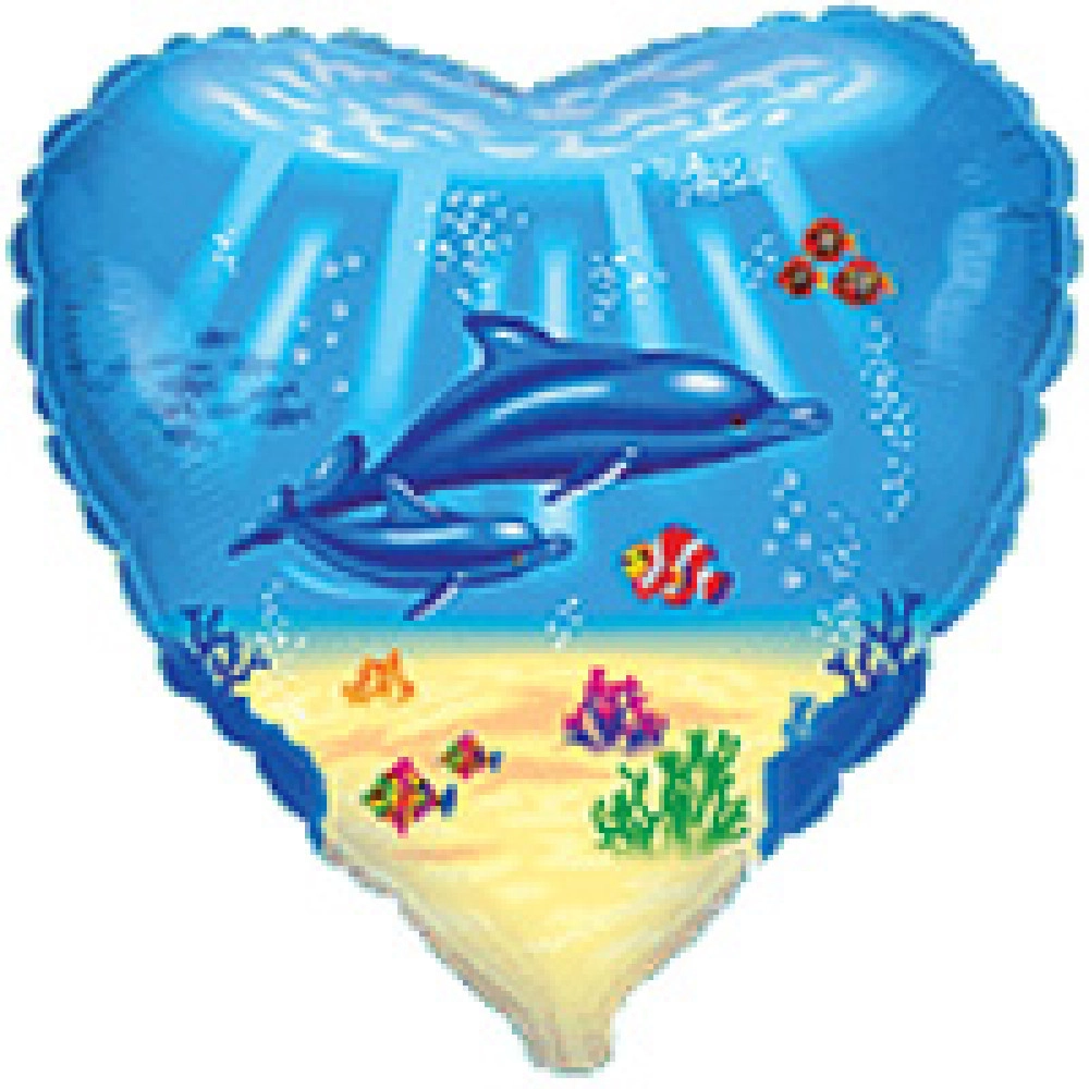 201634 Серце 18" Родина дельфінів