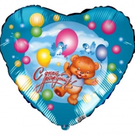 750186 18* серце з малюнком ведмідь на кулі С Д/Р  Agura