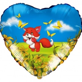 750056 18* серце з малюнком лисеня Agura