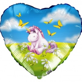 750094 18* серце з малюнком єдиноріг Agura