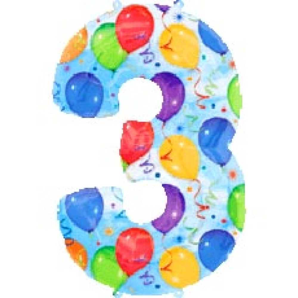3 Цифра мал. " повітряні кульки" 13707-01 Фольга Anagram