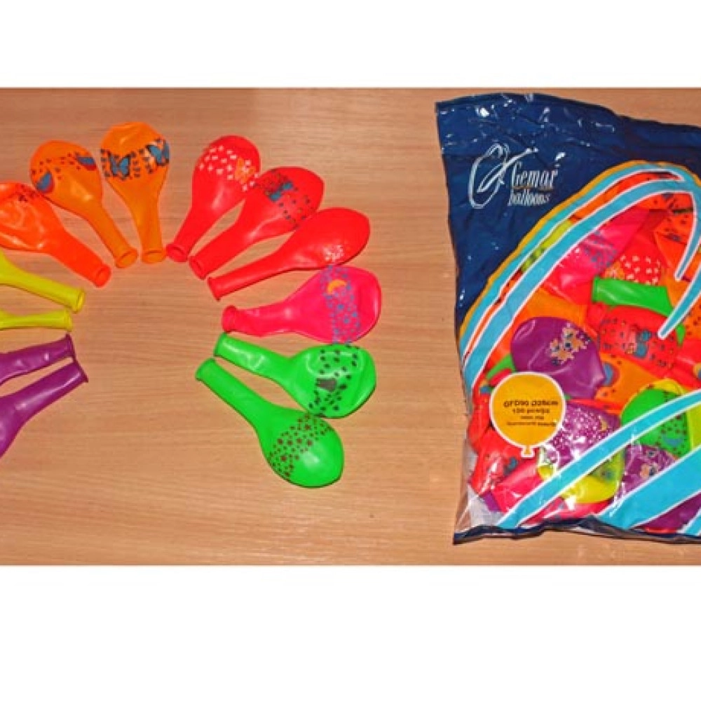 8 неон асорті з мал. офсет (Італія) (AFD80)  (100шт/уп)