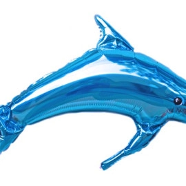 Китай Дельфін кулька фольгована 41"(105см)х16"(42см)  синій